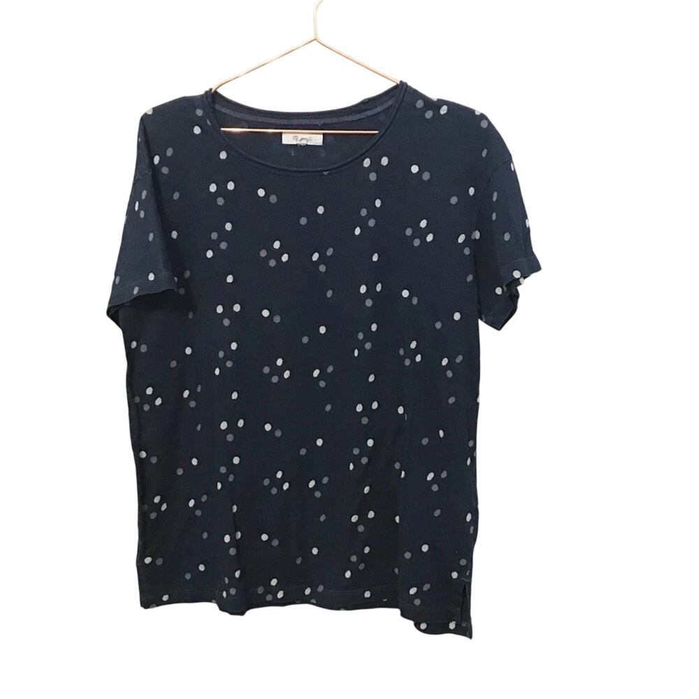 Madewell Navy Blue Short Sleeve Tee with Light Dot Print